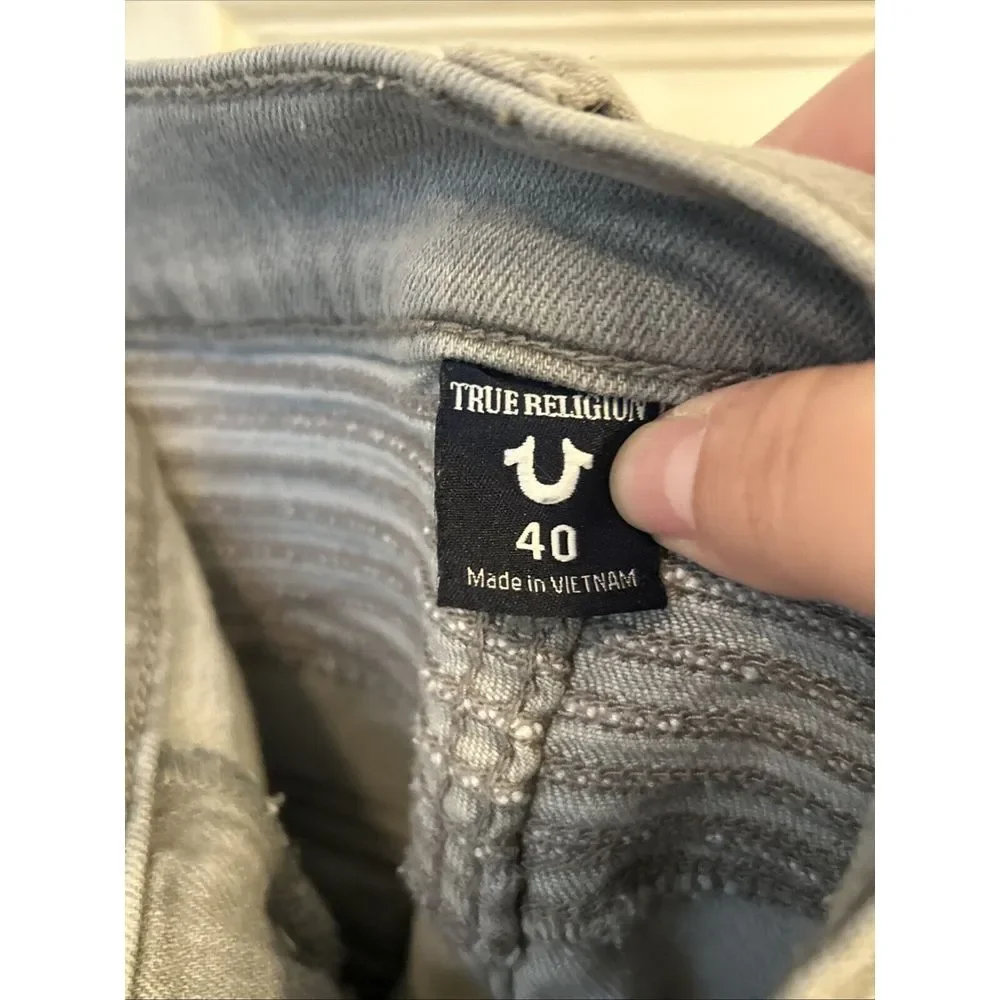 True Religion Rocco Moto DCOM Faded Slate Grey‎ Jeans 40